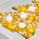 Chocoladeletter_goud_wit_kerst_detail